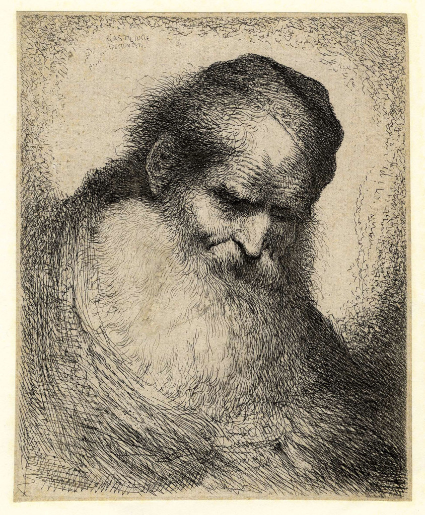 Giovanni Benedetto Castiglione (detto il Grechetto) - Vecchio con grande barba  mm 180x151. CREATINI  E LANDRIANI