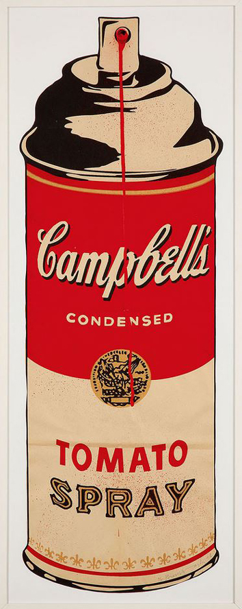 Mr. Brainwash, Campbell’s tomato spray, 2008 – Spray acrilico su litografia a colori, 105 x 35 cm Foto di Artrust SA